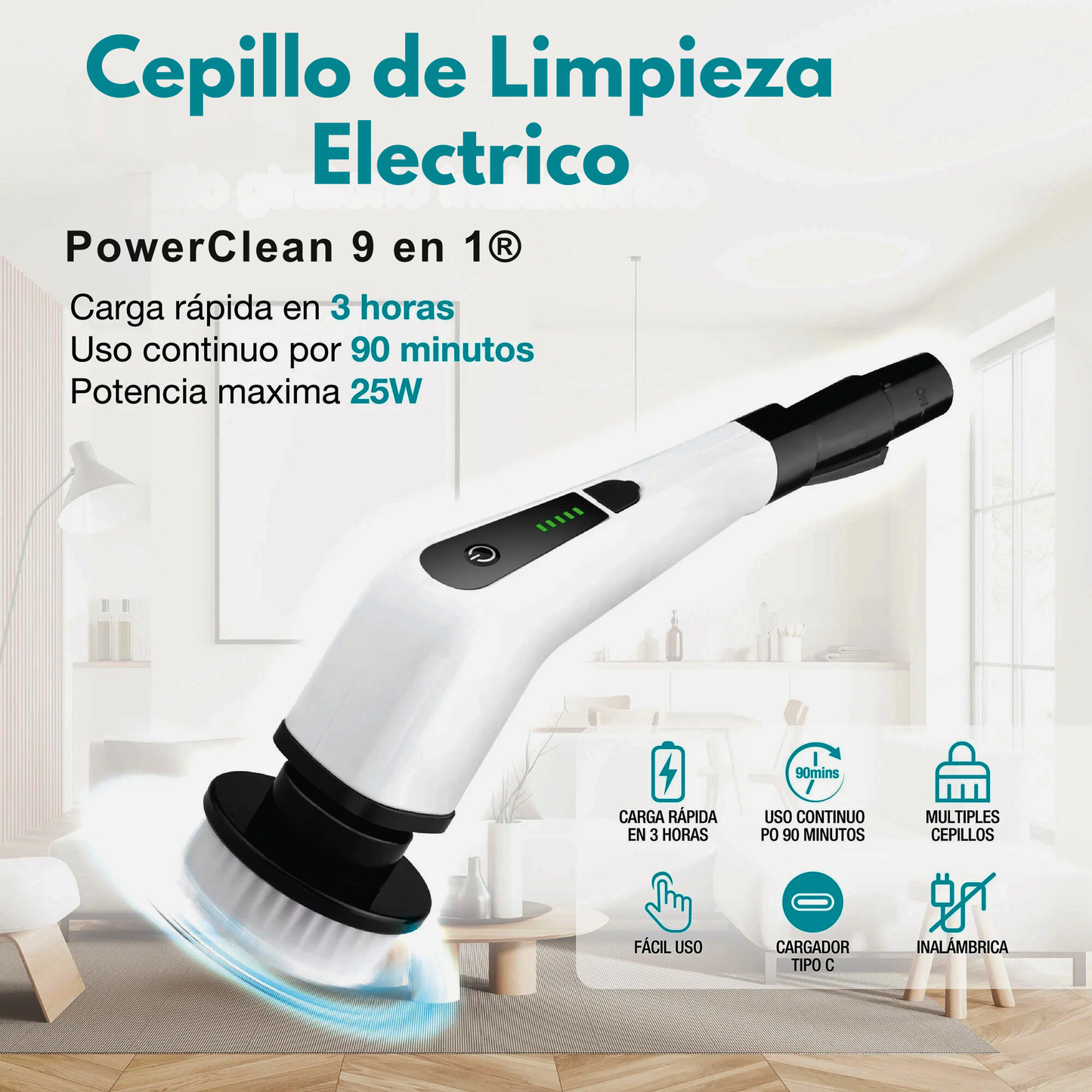 POWER CLEAN 9 EN 1 (Cepillo Electrico de LImpieza)