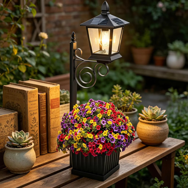 Lámpara Solar con Maceta Jardinera
